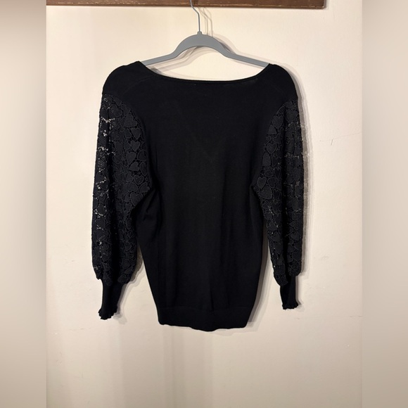 Sioni Black Blouse with Sheer Heart Sleeves. - Picture 3 of 8